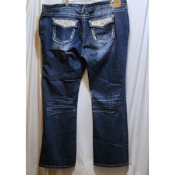 Amethyst Denim Blue Jeans Mid-Rise Plus Size 24 Lace Trim Beaded - Picture 5 of 5